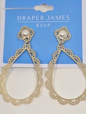Draper James RSVP Gold Tone  Filigree Drop Earrings